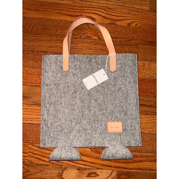Graf Lantz Duo Wool Bottle Bag Wine Carrier Gray Merino Wool Leather Trim NEW - Picture 1 of 6